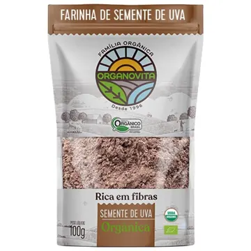 Pacote de farinha de semente de uva Organovita 100g